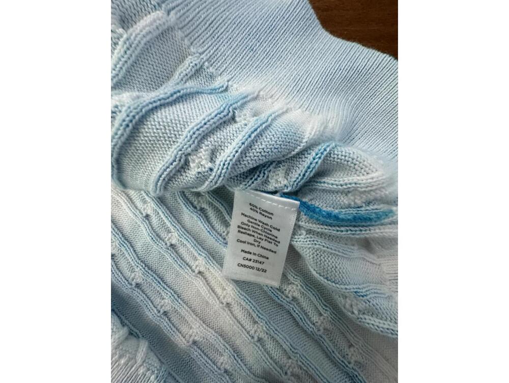 Talbots Blue and White Tie-Dye Cable Knit Sweater Large j-2 - Picture 6 of 7